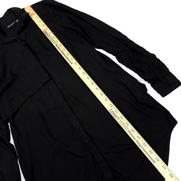 OBEY Asymmetrical Button Front Long Sleeve Mini Shirt Dress in Black Womens XS - Picture 4 of 8